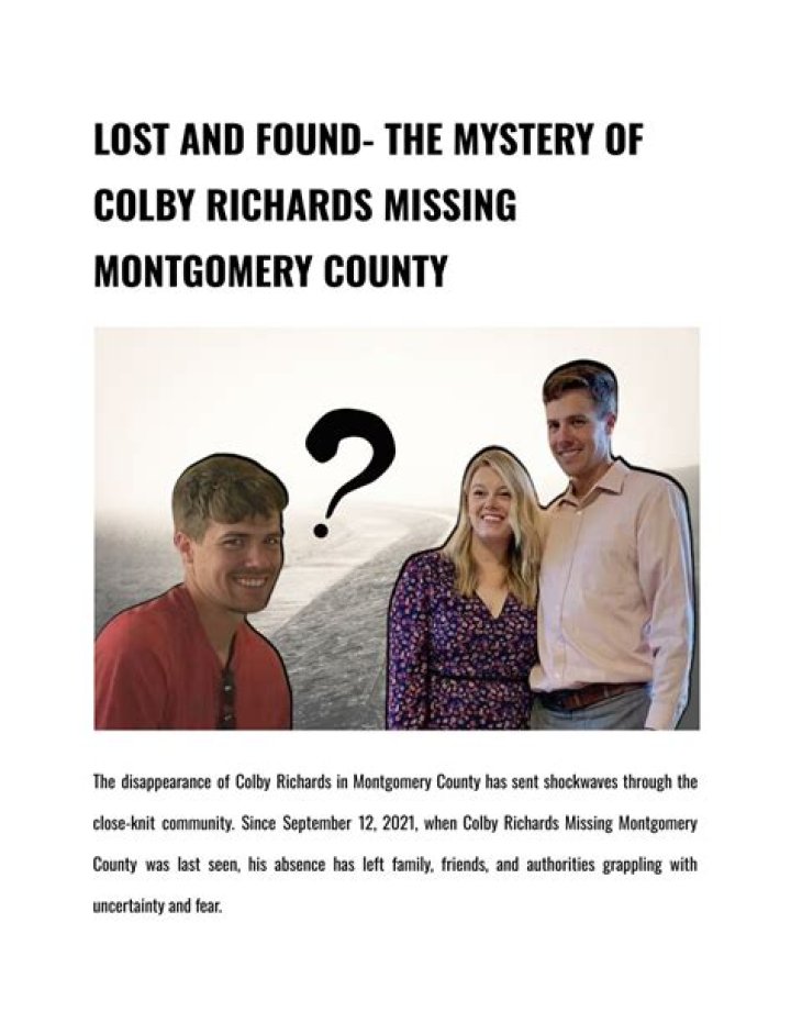Colby Richards Missing Montgomery County Update Case