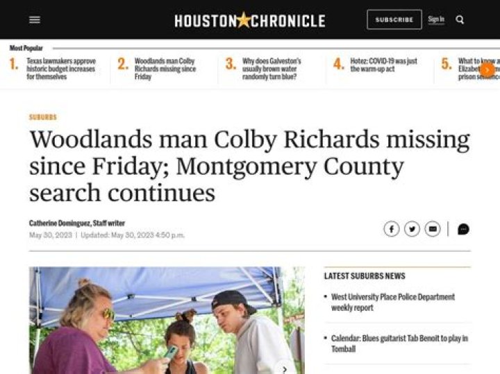Colby Richards Search continues for missing Woodlands man