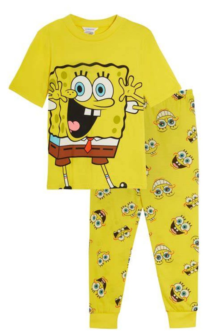 Kids Spongebob Squarepants Snuggle Pyjamas Boys Girls Full Length Pjs