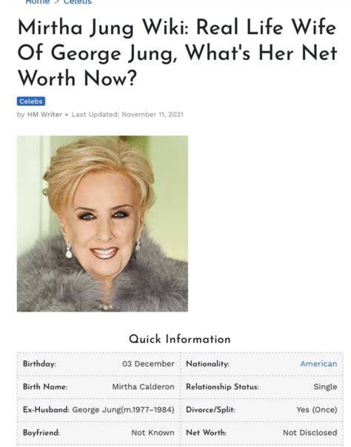 Mirtha Jung bio What do we know about the famous Jung&rsquo;s wife?