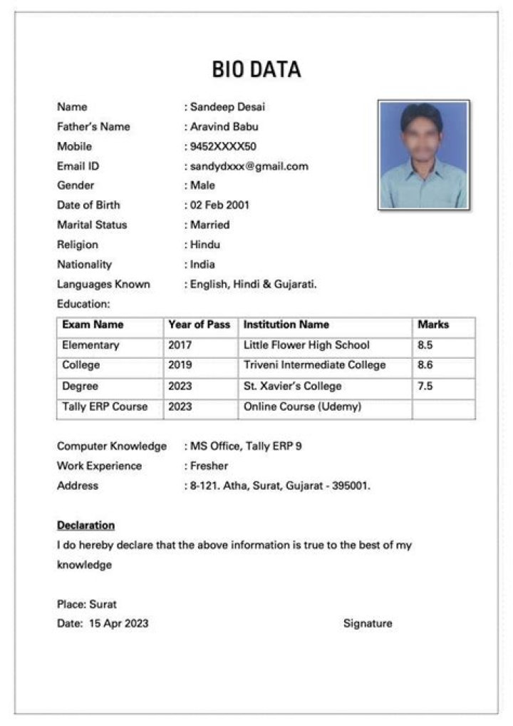 Personal Details And Bio Data, Carmelo-maika