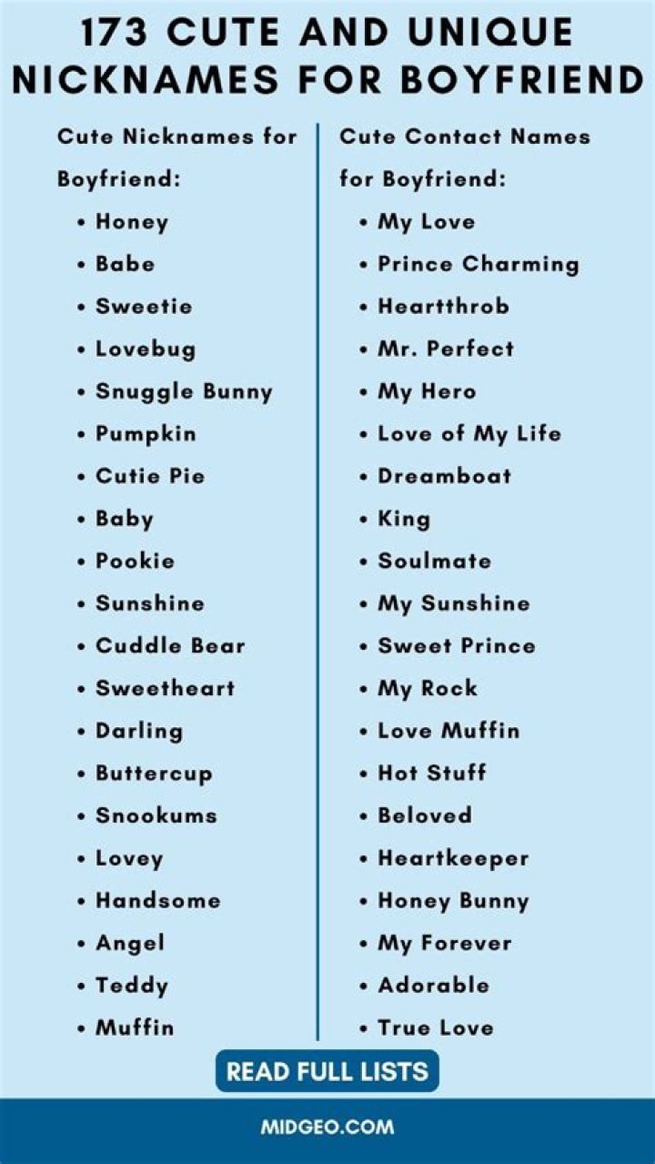 Unique Nicknames For Boyfriend